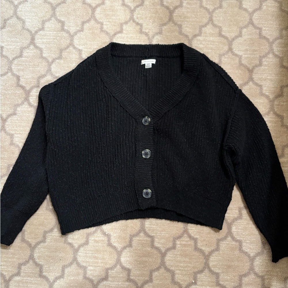 American Eagle Outfitters Black Cropped Cardigan